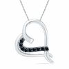 Thumbnail Image 1 of 0.10 CT. T.W. Black Diamond Tilted Heart Pendant in 10K White Gold
