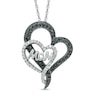 Thumbnail Image 0 of 0.40 CT. T.W. Enhanced Black and White Diamond Double Heart "Mom" Pendant in Sterling Silver