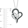 0.40 CT. T.W. Enhanced Black and White Diamond Double Heart "Mom" Pendant in Sterling Silver