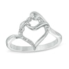 Thumbnail Image 1 of Diamond Accent Motherly Love Heart Ring in Sterling Silver