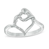 Thumbnail Image 0 of Diamond Accent Motherly Love Heart Ring in Sterling Silver