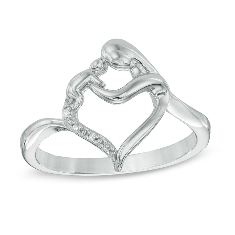 Diamond Accent Motherly Love Heart Ring in Sterling Silver|Peoples Jewellers