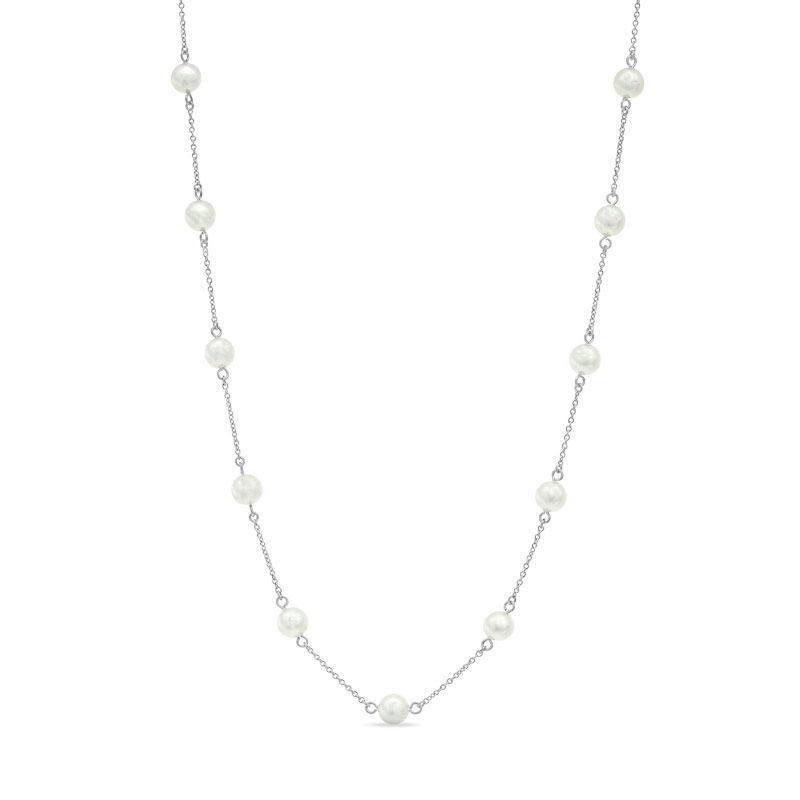 Main Image 1 of Blue Lagoon® by Mikimoto 5.0mm Akoya Cultured Pearl Necklace in 14K White Gold