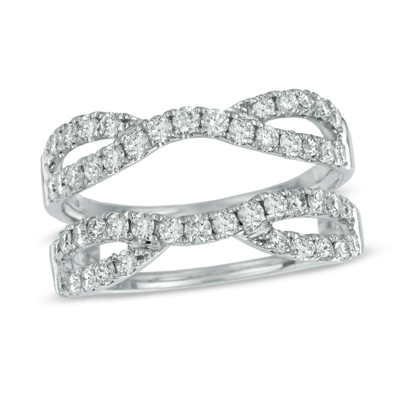 0.97 CT. T.W. Diamond Twist Contour Solitaire Enhancer in 14K White Gold|Peoples Jewellers