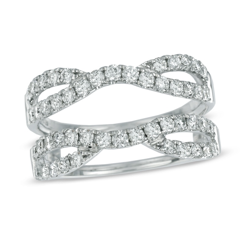Main Image 1 of 0.97 CT. T.W. Diamond Twist Contour Solitaire Enhancer in 14K White Gold