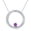 4.0mm Amethyst and Diamond Accent Swirl Circle Pendant in Sterling Silver