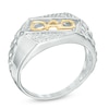 Thumbnail Image 1 of Men's Diamond Accent "DAD" Ring in 10K White Gold with 14K Gold Plate