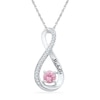 Thumbnail Image 0 of 5.0mm Pink Lab-Created Sapphire and Diamond Accent Infinity Pendant in Sterling Silver (8 Characters)