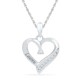 Diamond Accent Heart Pendant in Sterling Silver (6 Characters)