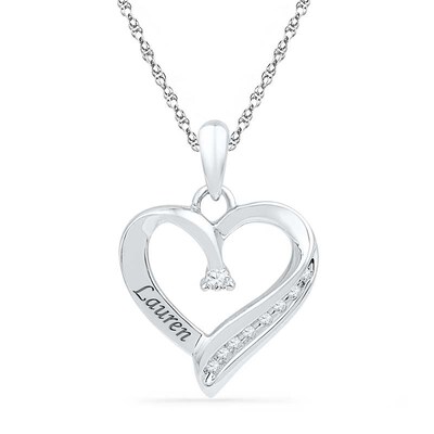 Diamond Accent Heart Pendant in Sterling Silver (6 Characters)
