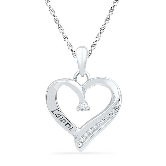 Diamond Accent Heart Pendant in Sterling Silver (6 Characters)