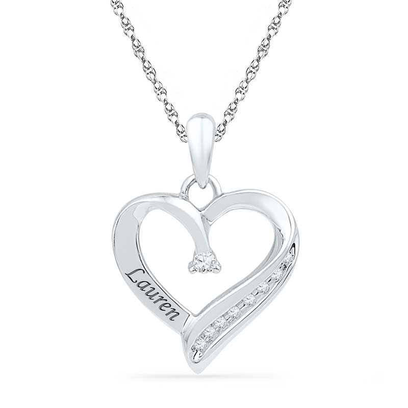 Diamond Accent Heart Pendant in Sterling Silver (6 Characters)