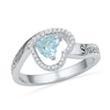 Thumbnail Image 0 of 5.5mm Heart-Shaped Aquamarine and 1/10 CT. T.W. Diamond Heart Promise Ring in Sterling Silver (2 Names)