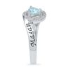 Thumbnail Image 1 of 5.5mm Heart-Shaped Aquamarine and 1/10 CT. T.W. Diamond Heart Promise Ring in Sterling Silver (2 Names)