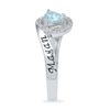 Thumbnail Image 2 of 5.5mm Heart-Shaped Aquamarine and 1/10 CT. T.W. Diamond Heart Promise Ring in Sterling Silver (2 Names)