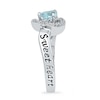 Thumbnail Image 2 of 5.5mm Heart-Shaped Aquamarine and 1/10 CT. T.W. Diamond Heart Promise Ring in Sterling Silver (2 Names)