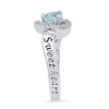 Thumbnail Image 3 of 5.5mm Heart-Shaped Aquamarine and 1/10 CT. T.W. Diamond Heart Promise Ring in Sterling Silver (2 Names)