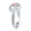 4.0mm Lab-Created Pink Sapphire and Diamond Accent Heart Promise Ring in Sterling Silver (2 Names)