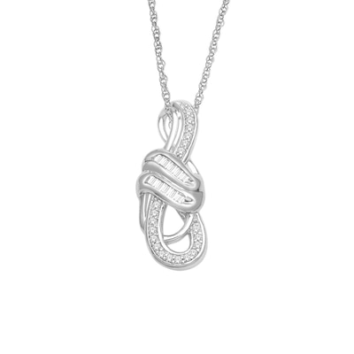0.10 CT. T.W. Diamond Overlay Infinity Pendant in 10K White Gold