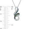 Thumbnail Image 1 of 0.10 CT. T.W. Enhanced Blue, Green and White Diamond Ribbon Wrapped Infinity Pendant in Sterling Silver