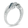 Enhanced Blue, Green and White Diamond Accent Waves Ring in Sterling Silver