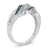 Thumbnail Image 1 of Enhanced Blue, Green and White Diamond Accent Waves Ring in Sterling Silver