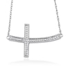 Thumbnail Image 0 of 0.10 CT. T.W. Diamond Curved Sideways Cross Necklace in Sterling Silver