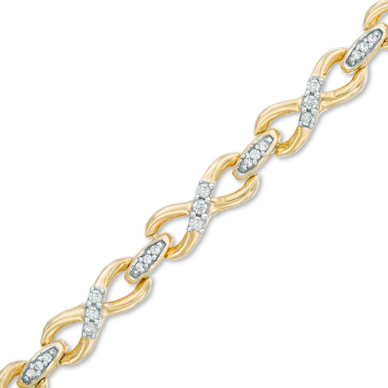 0.50 CT. T.W. Diamond Infinity Link Bracelet in 10K Gold - 7.25"