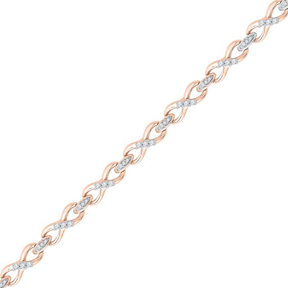 0.50 CT. T.W. Diamond Infinity Link Bracelet in 10K Rose Gold - 7.25"
