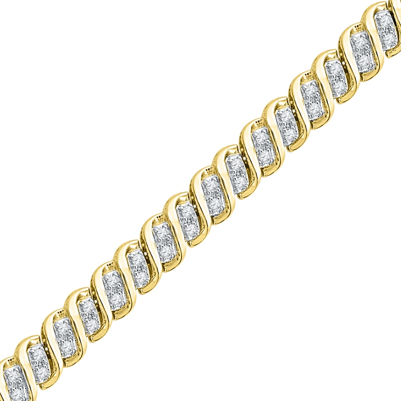 1.00 CT. T.W. Diamond "S" Tennis Bracelet in 10K Gold - 7.25"