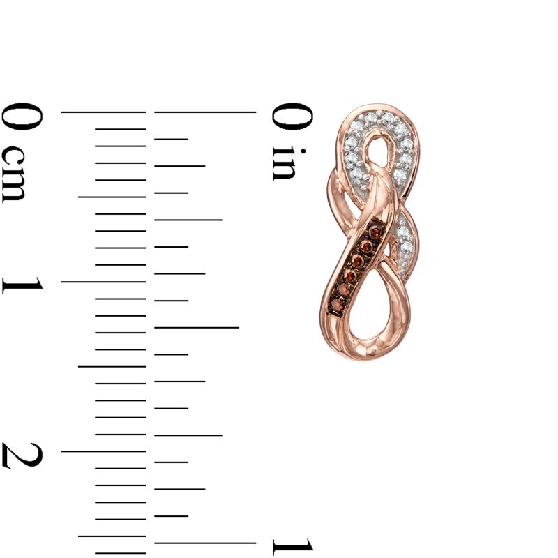 Enhanced Cognac and White Diamond Accent Double Infinity Drop Earrings in 10K Rose Gold