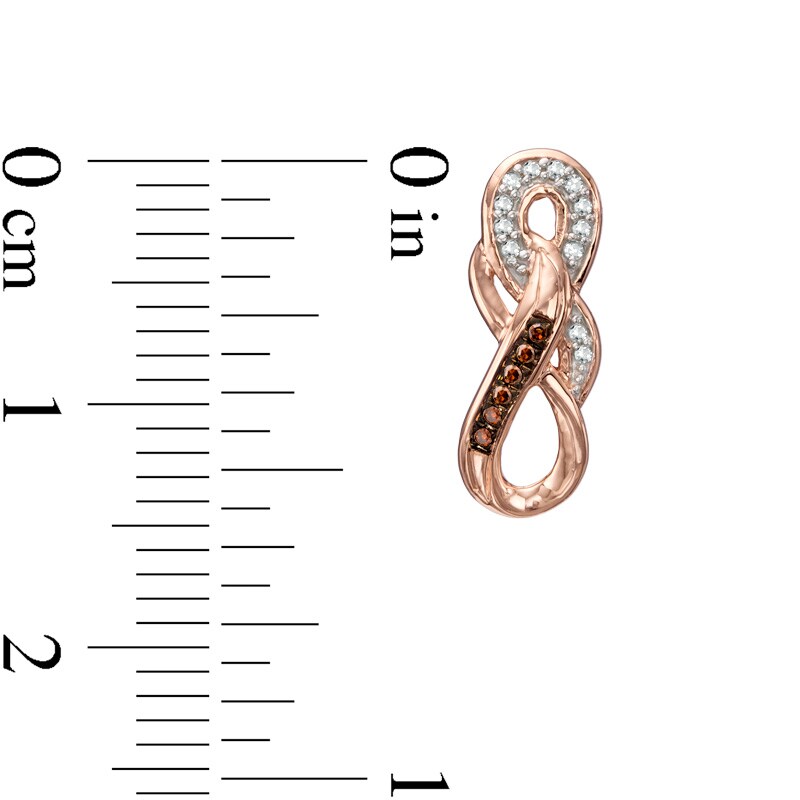 Main Image 2 of Enhanced Cognac and White Diamond Accent Double Infinity Drop Earrings in 10K Rose Gold