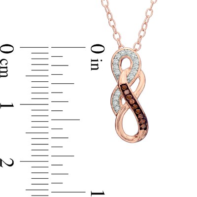 Enhanced Cognac and White Diamond Double Infinity Pendant in 10K Rose Gold