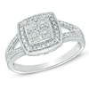 Thumbnail Image 0 of Quad Diamond Accent Frame Split Shank Promise Ring in Sterling Silver