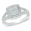 Thumbnail Image 1 of Quad Diamond Accent Frame Split Shank Promise Ring in Sterling Silver