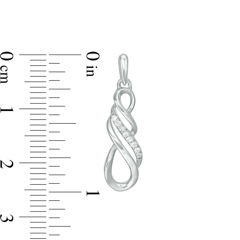 Main Image 2 of 0.09 CT. T.W. Diamond Multi-Row Infinity Drop Earrings in Sterling Silver