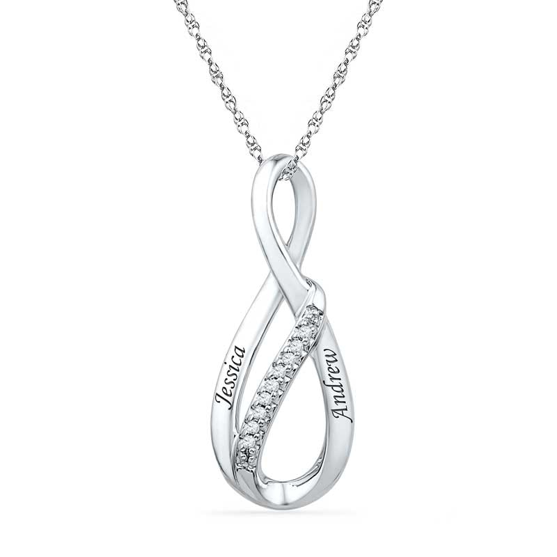 Main Image 1 of Diamond Accent Infinity Pendant in Sterling Silver (2 Names)