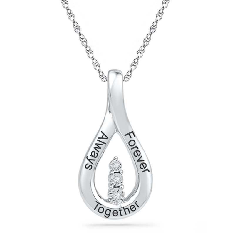 Main Image 1 of Diamond Accent Loop Pendant in Sterling Silver (3 Lines)