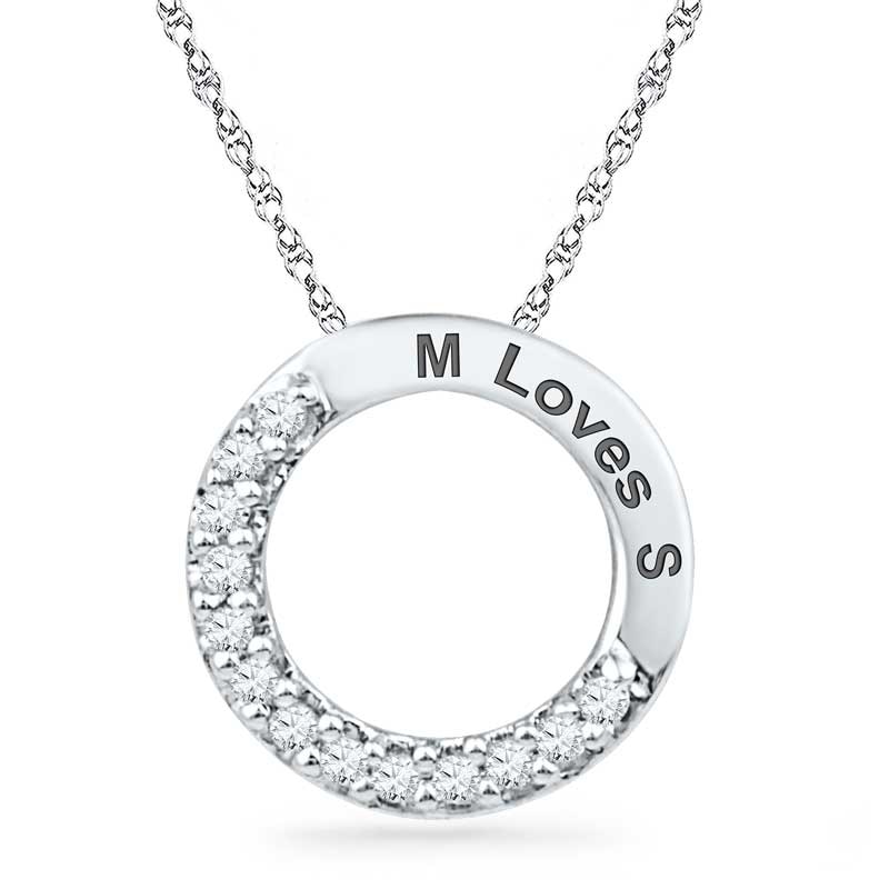 Main Image 1 of Diamond Accent Circle Pendant in 10K White Gold (9 Characters)