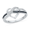 Thumbnail Image 1 of Black and White Diamond Accent Swirled Heart Ring in Sterling Silver