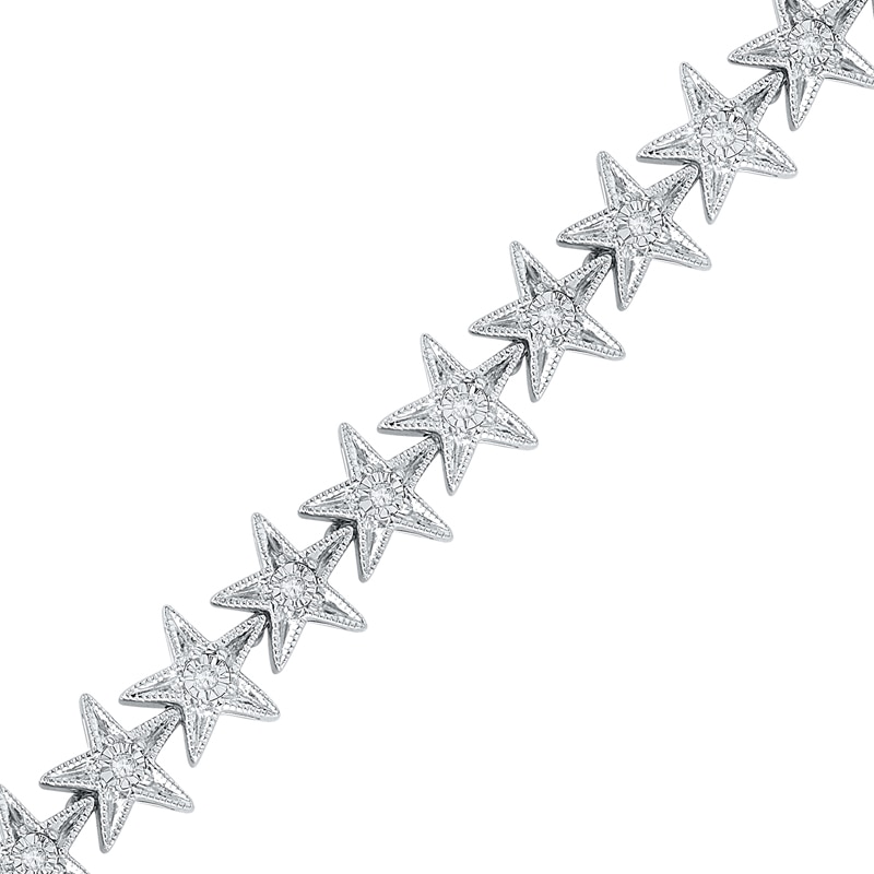0.20 CT. T.W. Diamond Star Link Bracelet in Sterling Silver - 7.25"