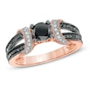Thumbnail Image 0 of 0.99 CT. T.W. Black and White Diamond Collar Engagement Ring in 10K Rose Gold