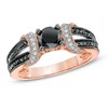 Thumbnail Image 0 of 0.99 CT. T.W. Black and White Diamond Collar Engagement Ring in 10K Rose Gold