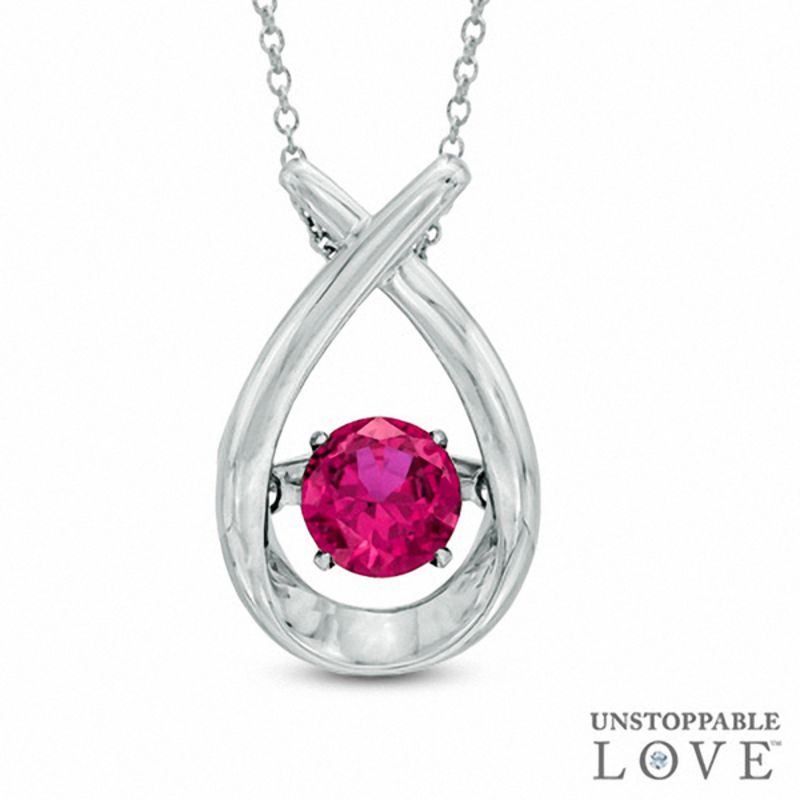 Unstoppable Loveâ¢ 6.0mm Lab-Created Ruby Pendant in Sterling Silver