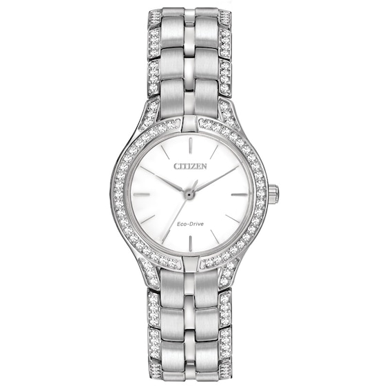 Ladies' Citizen Eco-Drive® Crystal Watch and Bracelet Set (Model: FE2060-61A)