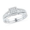 Thumbnail Image 0 of 0.25 CT. T.W. Multi-Diamond Square Frame Bridal Set in 10K White Gold