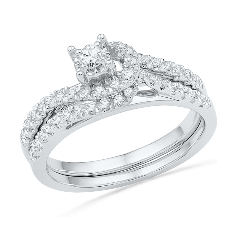 0.33 CT. T.W. Diamond Knot Bridal Set in 10K White Gold|Peoples Jewellers