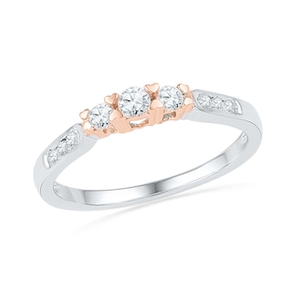 0.25 CT. T.W. Diamond Three Stone Promise Ring in 10K Two-Tone Gold