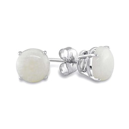 6.0mm Opal Solitaire Stud Earrings in 10K White Gold