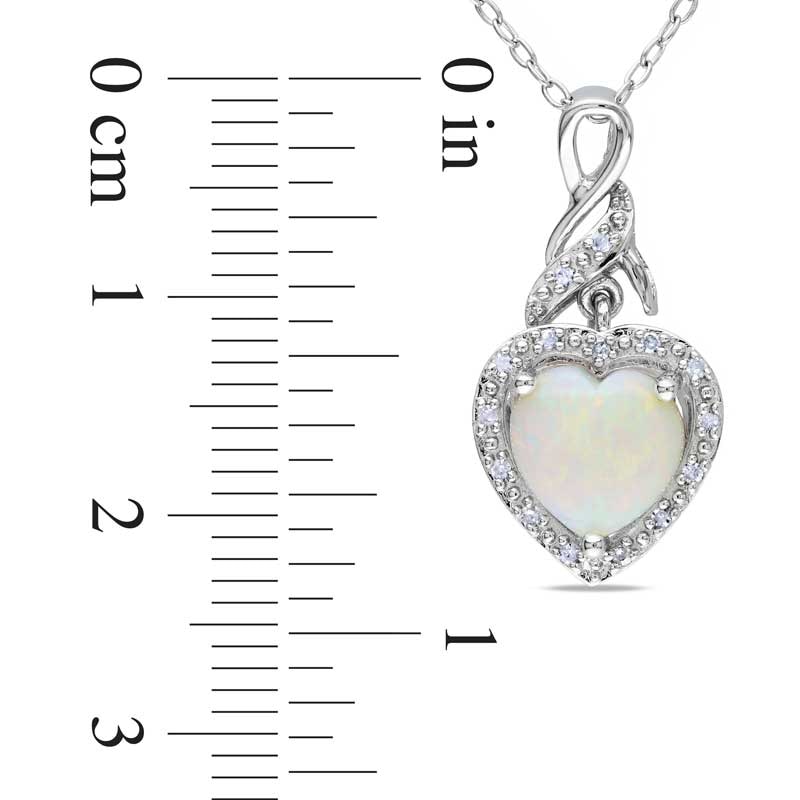 8.0mm Heart-Shaped Opal and Diamond Accent Swirl Pendant in Sterling Silver